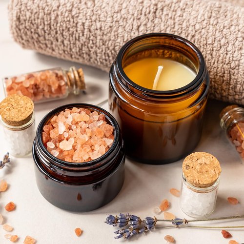 KEYWING 2 oz Amber Glass Jars with Black Lids, 24 Pack Small Cosmetic Jars, Round Empty Sample Container with Inner Liners for Lotions, Cream, Powders and Ointments