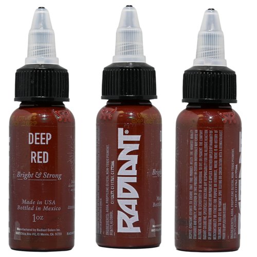 Radiant Colors Deep Red Tattoo Ink 1oz Bottle Professional Color Ink for Real Skin Bold Saturation Smooth Flow Long Lasting Rich Red Tone for Tattoos