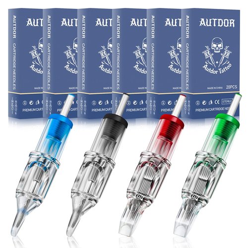 Autdor Tattoo Needles Cartridge - 100Pcs Mixed Tattoo Cartridge Needles Round Liner Shader Flat Magnum 3RL 5RL 7RL 9RL 3RS 5RS 7RS 9RS 5M1 7M1 for Tattoo Machine Tattoo Supplies (RL/RS/M1/RM-120PCS)