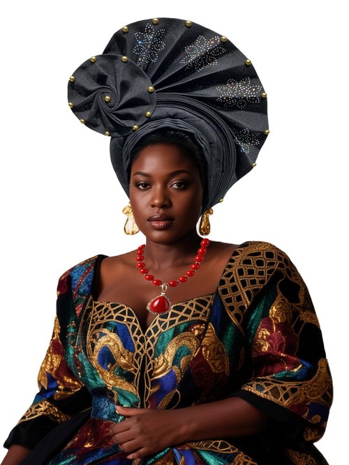Petaluna African Head Wraps，African Gele Head Wrap For Women，Suitable For Wedding Parties Black