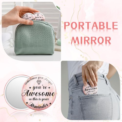 Tradder 18 Pcs 2.76 Inch Inspirational Compact Mirror Bulk Quinceanera Employee Appreciation Gifts Makeup Purse Pocket Mirror for Women Mother's Day Valentine Coworker Nurse Gifts