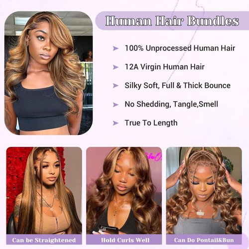 DSEKCAIN P427# Highlight Honey Blonde 2x6 Body Wave Lace Closure 100% Real Human Hair 16 Inch Transparent hd 2x6 Lace Closure