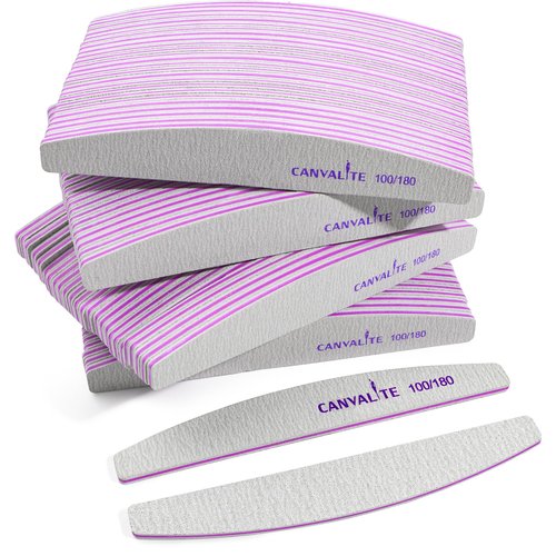 Canvalite 100 PCS Nail File Professional Nail Files Reusable Double Sided Emery Board(100/180 Grit) Nail Styling Tools for Home and Salon Use