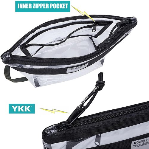 Rough Enough Clear Toiletry Bag Makeup Organizer Cosmetic Pouch with Zipper Handle for Travel Beach Essentials Storage