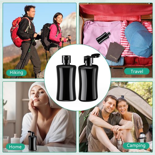Domensi 3.4 oz Travel Bottles with Flip Cap Black Plastic Travel Size Toiletries Bottles Portable Leak Proof Squeeze Container Refillable Empty Cosmetic Containers for Liquid Shampoo Lotions (36 Pcs)