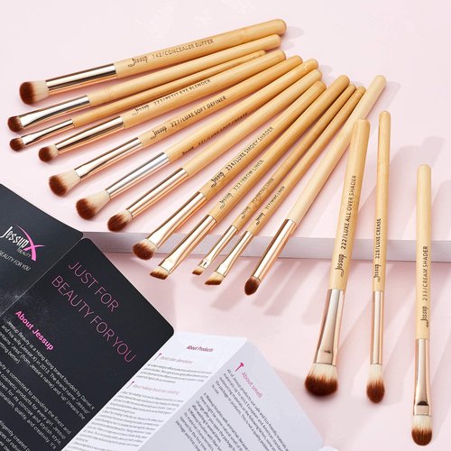 Jessup Eyeshadow Brushes Set Bamboo 15pcs T137 with 5pcs Makeup Artist Large Face Makeup Brushes Set T273