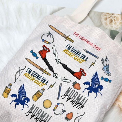 G2TUP Percy Movie Inspired Tote Bag Book Lover Tote Bag I’m Going On A Killer Quest Percy Fans Gift (I'm Going On TG)