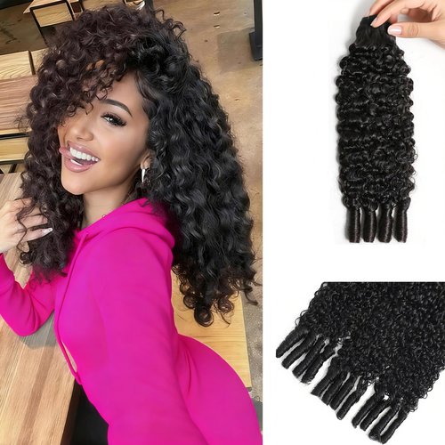 HEYKNOT Burmese Curly Bundles Human Hair 18 Inches 100% Unprocessed Quick Weave 3c4a Water Wave with Spiral Curly End Real Human Hair Extensions Natural Black