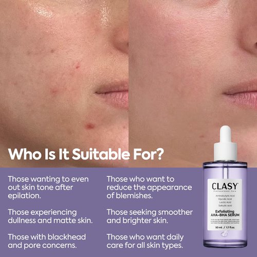 Clasy Care Aha Bha Peeling Serum – Skin Tone Equalizing Exfoliating Serum with Salicylic & Glycolic Acid for Brightening & Anti-Aging, 50 ml