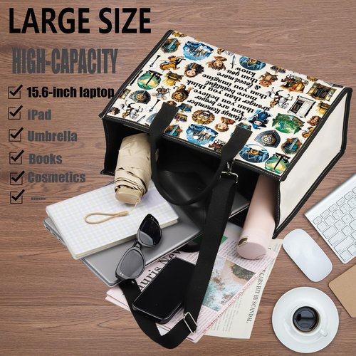 WZMPA Fantasy Realm Makeup Bag Mystic Realm Fans Gift You Are Braver Stronger Beautiful Than You Know Enchanted Land Zipper Bag (Always Realm BG)