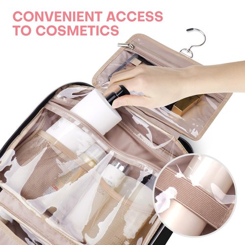 BALULHG Travel Toiletry Bag for Women with Hanging Hook Traveling Essentials Organizer Water-Resistant Hanging Makeup and Toiletry Bag for Cosmetic Toiletries Make-Up,039-Small-Black