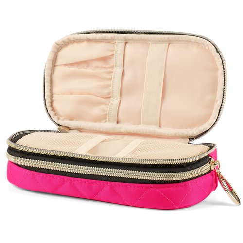 ANKUER Travel Makeup Bag for Women: Small Cosmetic Bag Organizer Cosmetic Case Pouch for Girls (Rose Red)