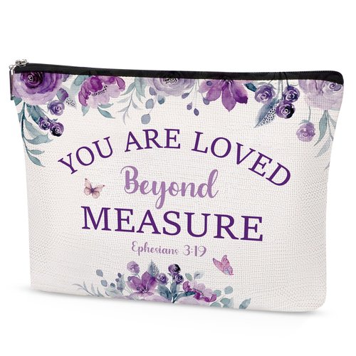 SEAOYOZO Purple Makeup Bag - Christian Bible Gifts, Travel Cosmetic Bag, Church Bag