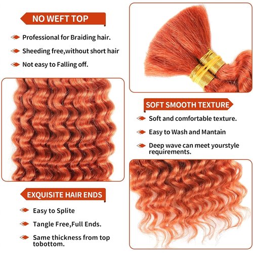 Bulk Human Hair For Braiding No Weft Unprocessed Brazilian Virgin Deep Wave Human Hair Bulk for Micro Braids Wet and Wavy Deep Bulk Human Hair Braids (350-Deep Wave Bulk, 100g-18 Inch)