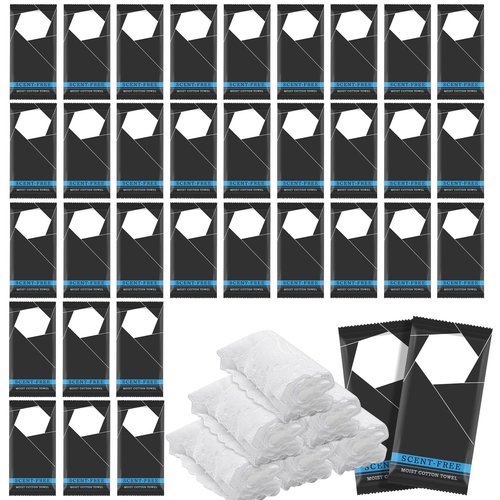 100 Pcs Moist Towel Bulk Moist Towelettes Individually Wrapped,White Towel Services,8.5''x8.5'' Unscented Wet Hand Towels,Disposable Refreshment Pre Moistened Towels for Travel Camping Sport Spa Party