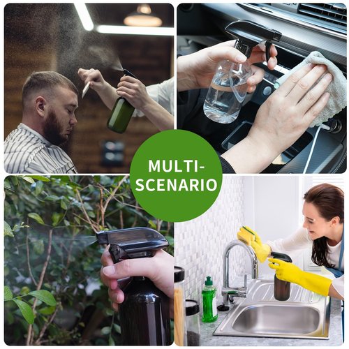 Arkeiliy 2-Pack Leakproof Spray Bottles (300ml/10oz) - Adjustable Nozzle for Fine Mist & Jet Stream | Premium Refillable Plastic Bottles for Hair Styling, Plant Misting, Cleaning Solutions (Clear)