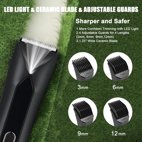 Sokadanch Men's Electric Body & Ball Hair Trimmer, 4-in-1 Ceramic Blade, Waterproof, Type C Charging, Black