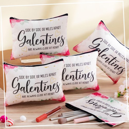 Reginary 6 Pcs Galentines Day Gifts Galentines Makeup Bag for Her Friend Appreciation Gifts Makeup Bag for Women Valentines Friends Female Sister