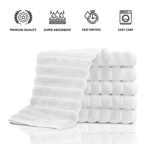 Classic Turkish Towels CTT Luxurious 100% Turkish Cotton Washcloths 6 Pack, Highly Absorbent & Quick Dry, Face Towels Wash Cloths for Hotel, Spa & Gym | 13"x13" (Platinum)