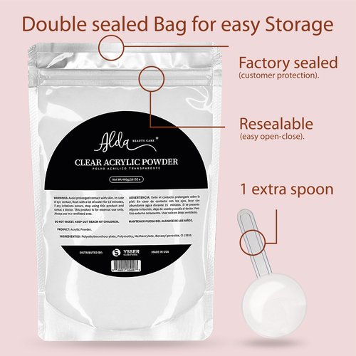 YSSER Alda Acrylic Powder Professional Acrylic Nail System 16oz Clear (Clear)