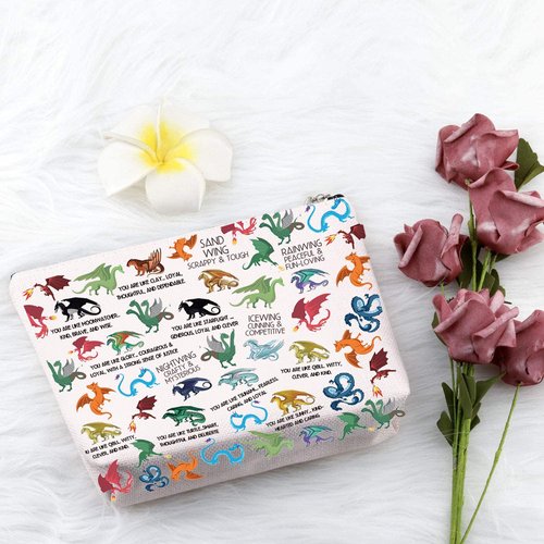 PXTIDY Dragon Novel Book Lover Gift Dragon Makeup Bag for Dragons Lovers Manga Series Tribes Novel Cosmetic Bag