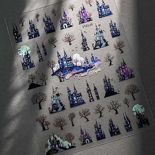 Halloween Nail Stickers for Nail Art - Terror Cabin Nail Art Sticker Halloween 5D Embossed Nail Decals Self-Adhesive Nails Supply Manicure Stickers for Nails Decoration