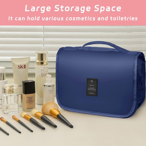 YEMEDA Toiletry Bag Travel Bag with Hanging Hook, Waterproof Capacity Hanging Multifunctional Makeup Bag for Toiletries, Portable Cosmetic Bag Travel Organizer for Women and Men(Royal Blue)