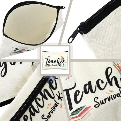 Sadnyy 9 Pcs Teacher Appreciation Gifts Sets Teacher Makeup Pouch Cosmetic Bag Teacher Tote Bag Bulk Canvas Teacher Bangle Bracelet Teacher's Day Birthday Graduation Back to School Gift for Teacher