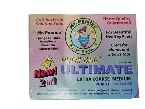 Mr. Pumice Ultimate PUMI Bar: 2-in-1 Dual-Grit (Medium + Coarse) Callus Remover, Pedicure Stone & Ped File Scrubber for Smooth Feet and Heels, (12-Count Display Box)