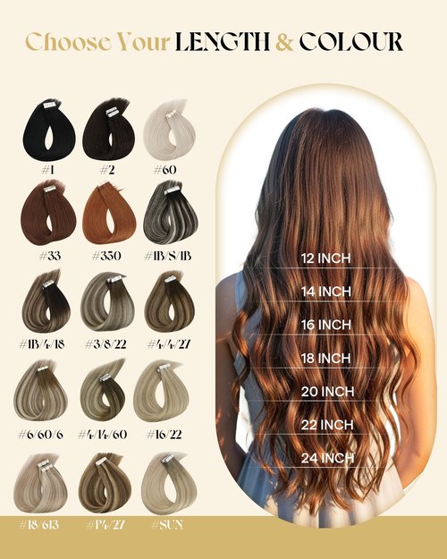 Ve Sunny Human Hair Extensions Tape in Chocolate Brown and Caramel Blonde Balayage Tape in Extensions 20inch Hair Extensions for Wedding 10Pcs 25G