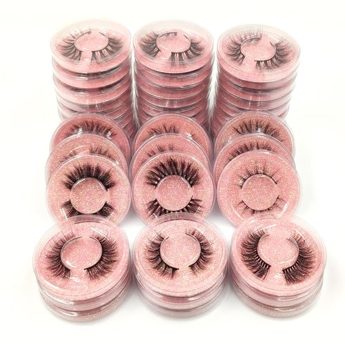 U-Hotmi Wholesale Fales Eyelashes, Mink Lashes Thick 5D Volume Natural Fake Lashes Pack(50 Pairs)