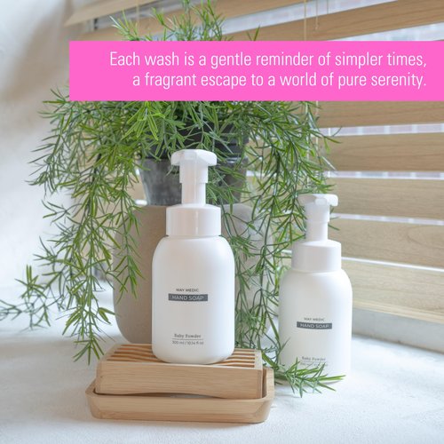 MAY MEDIC Baby Powder Double Scented Foaming Hand Soap, Moisturizing Foam with Fig and Pomegranate Extract, Vegan Wash for Bathroom and Kitchen, 10.14 fl oz (BabyPowder-2)