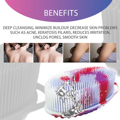Avilana Silver-Infused Dark Gray and Marble Silicone Body Scrubber Bundle - Sleek Elegance Dual-Tone Set