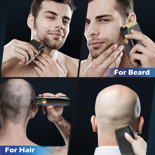 Electric Foil Shavers for Men: Close Shave Electric Razors with 3 Floating Blades, IPX7 Waterproof Wet Dry Face Razor with Big LED Display, Cordless Beard Trimmer with 3 Gears Adjustable (Black)