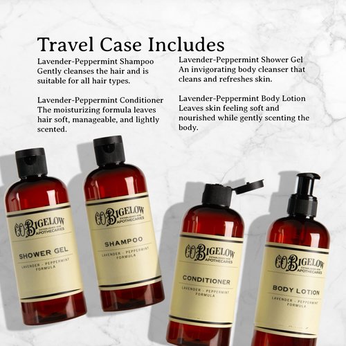 C.O. Bigelow Lavender Peppermint Travel Kit, 4 items (3.4 oz each) plus Travel Case