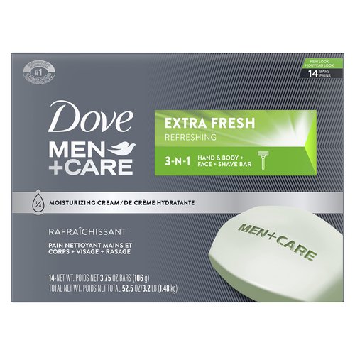 DOVE MEN + CARE Shower Tool For Stronger, Healthy-Feeling Skin Active Clean Scrubs and Exfoliates & Bar 3 in 1 Cleanser for Body