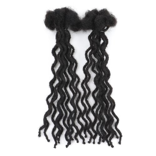 12 inch 10 Strands Curly Loc Extensions Human Hair, 0.6cm Width 100% Human Hair Dreadlock Extensions for Men/Women, Can be Dyed Soft Dreads Extensions