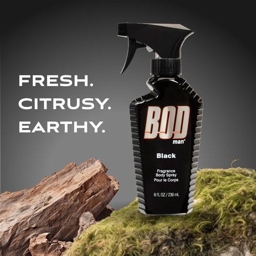 BOD man Fragrance Body Spray Black 8 fl oz (Pack of 2) & Really Ripped Abs 8 Fl Oz (Pack of 1)