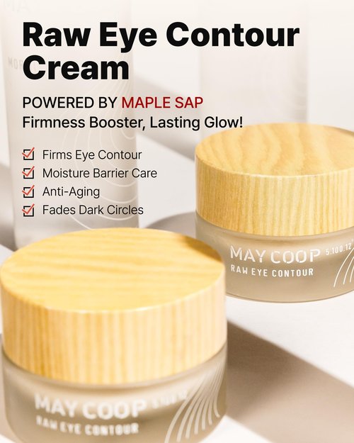 MAY COOP Raw Eye Contour - Korean Eye Cream for Under Eye Care with Sugar Maple Extract 50% & Adenosine Peptides - Hydrating, Firming, Moisturizing for Sensitive Skin, 0.67 fl. oz.