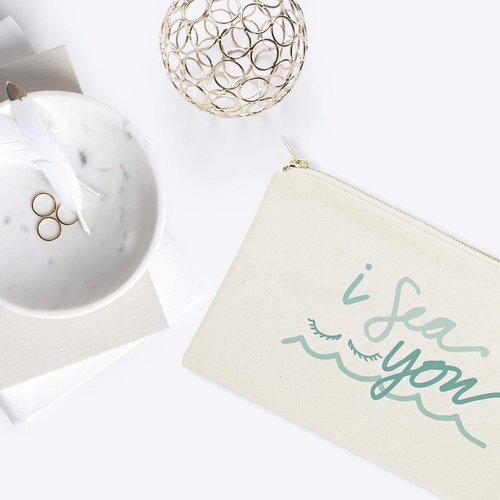 The Cotton & Canvas Co. I Sea You Summer Beach Cosmetic Bag and Travel Make Up Pouch