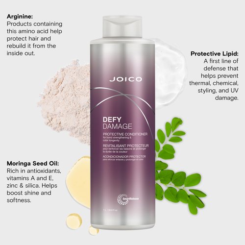 Joico Defy Damage Protective Conditioner | For Color-Treated Hair | Strengthen Bonds & Preserve Hair Color | With Moringa Seed Oil & Arginine | 33.8 Fl Oz