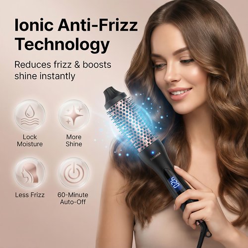 ZASMAR 1.5″ Ceramic Thermal Brush with 10 Temperature Settings, Heated Round Brush for Blow Out Look, 30s Fast Curling Iron Dual Voltage, Quick & Easy to Use