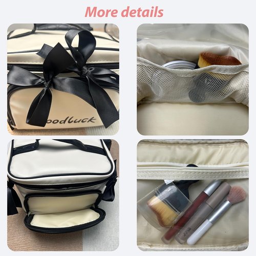 lllyan Travel Makeup Bag for Women, Large Capacity Makeup Portable Storage Bag, Flat Open Waterproof Storage, Toilet Bag Stand up Independent Compartment for Easy Access