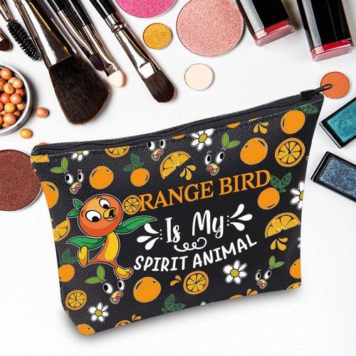 JNIAP Sunshine Bird Cosmetic Makeup Bag Birds Lover Gifts Sunshine Bird Zipper Pouch (Orange animal bl mb)