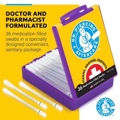 DR. PIERCING AFTERCARE Swabs and Bump - Saline Solution for Piercings - Earring Nose Belly Ear Piercing Cleaner - Saline Wash, Ear Hole Cleaner – Piercing Aftercare Formula