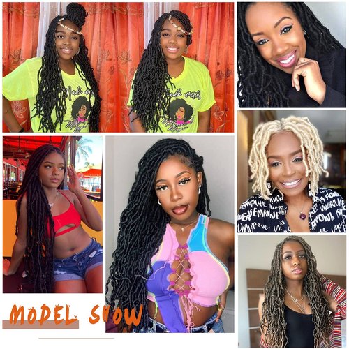 18 Inch New Faux Locs Crochet Hair 6 Packs Crochet Locs Pre-looped Soft Locs Braiding Synthetic Hair Extensions 12 Strands/Pack #613