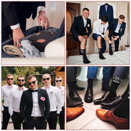 SilTriangle 18 Pcs Wedding Groomsmen Gifts Set Include Pcs Men Toiletry Bags Pairs Cotton Groomsmen Socks Pairs of Sunglasses for Wedding Proposal Gifts Bachelor Party Travel Kit(Black)