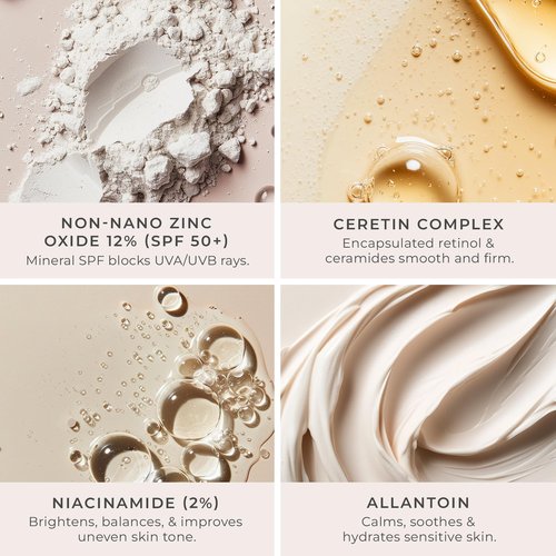 PÜR Tinted Sunscreen for Face, 4-in-1 Skin Tint - Broad Spectrum Mineral Sunscreen, SPF 50 - Tinted Facial Moisturizer, Primer & Foundation for Sun Protection - Lightweight, Buildable Coverage – Bone