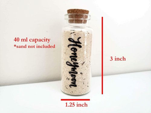 Hand Lettered Honeymoon Sand Keepsake Jar, Travel Gift for Newlywed, Bridal Shower, Wedding Registry Ideas - 40ml Glass