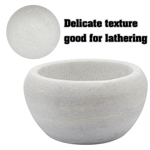 CHARMMAN Shaving Soap & Cream Bowl for Men, Natural White Marble Stone, Heat Preservation, Easier to Whip Up a Fantastic Foam with Interior Micro-ridges, Art of Shave Lather bowl …